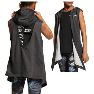 Nike Hoodie Girls M Grey Youth Wrap Vest Activewear Spring Sporty Kids
